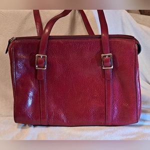 El Portal Red Leather Shoulder Bag